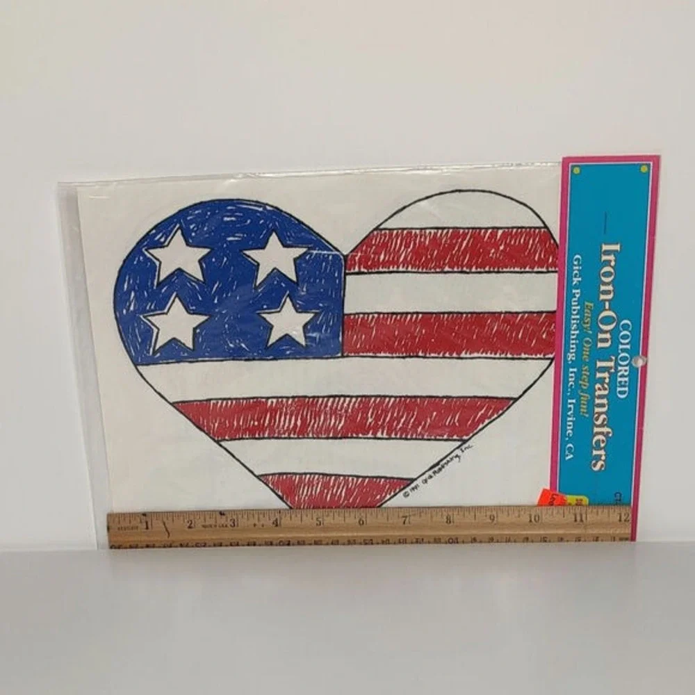 Gick‎ Publishing Americana Patriotic Flag Heart Shaped Iron On Transfer